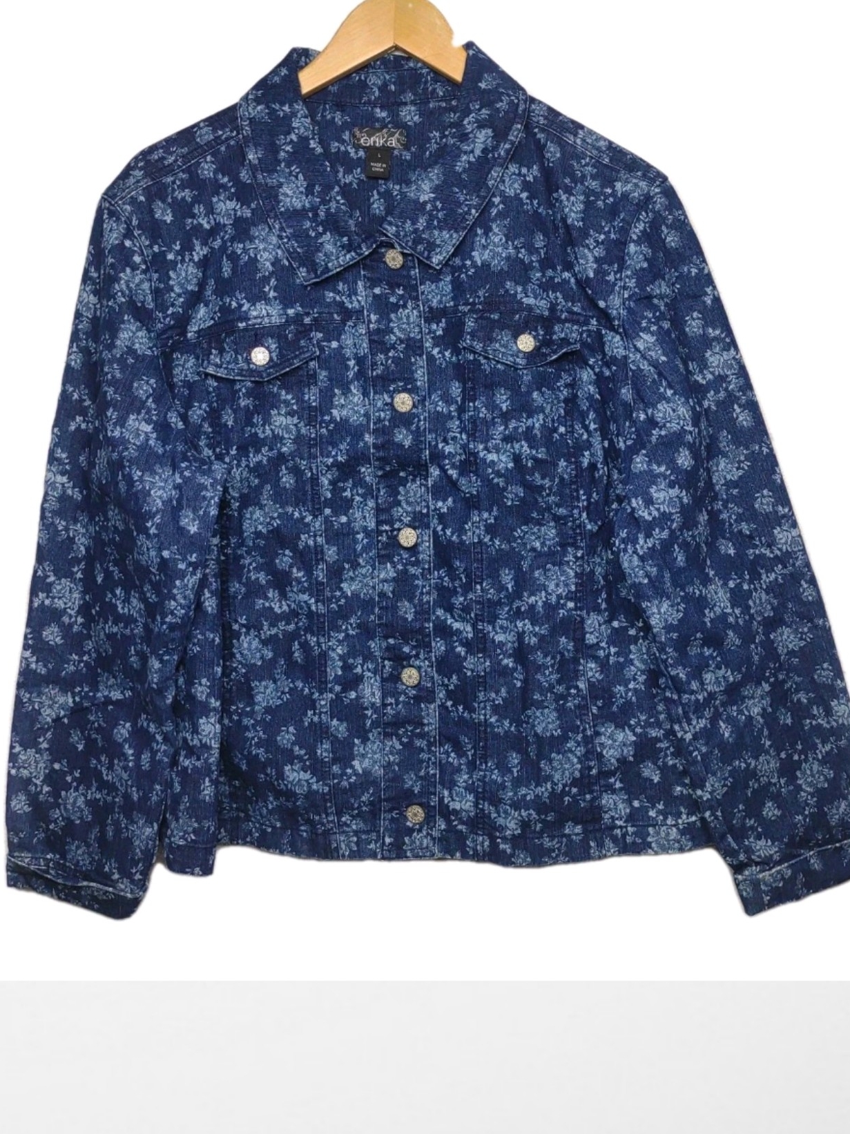 Erika Women’s Denim Floral Print Jacket Large